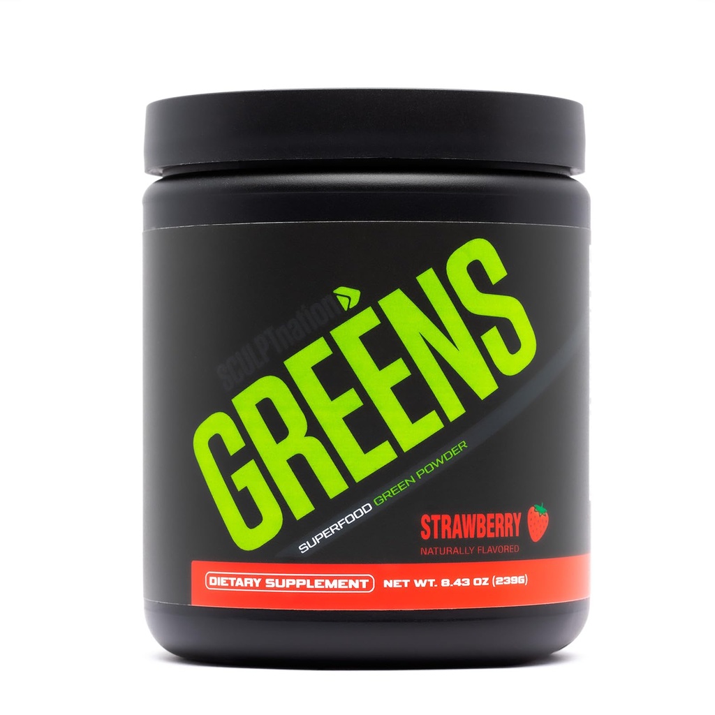 Sculpt Nation by V Shred Greens Strawberry - Premium Greens Proszek & Superfood Mieszanka z Collagen do wspierania skóry, trawienia i energii - 30- Day Supply