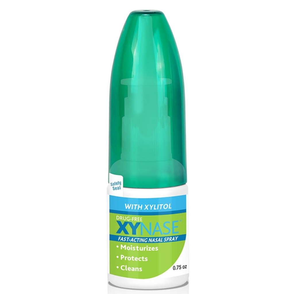 Xynase ® Natural Saline Nasal Spray z Xylitol (0,75 fl oz) - Delikatna ulga dla zatorów, alergie i ciśnienie zatokowe, Bezpieczny dla wszystkich wieków