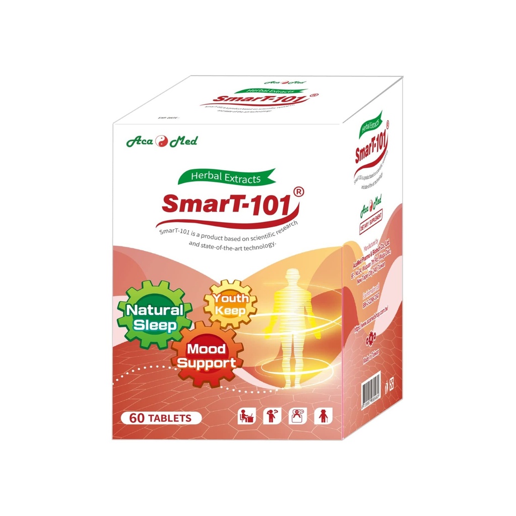 Smart- 101, Wysoko polecany dla mózgu mgły, poprawić pamięć, poprawić jakość snu, suplement ziołowy, wegan, 60 tabletek.