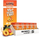 Nutritional Designs LPS Liquid Collagen & Serwatka suplement protein - Napoje niezawierające GMO, Bezcukrowe - Promotes Healthy Skin & Hair for Men & Women, Peach Mango, Single Serve (100 pakietów)