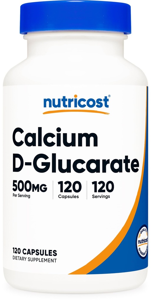 Nutricost Wapnia D- Glukaran 500mg, 120 Kapsułek - Gluten Free, Nie-GMO, Wegetariański Przyjazny