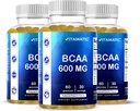 Gumki BCAA Vitamatic - Branch Chain Amino Acid Supplements - Peach Flavor - 600mg na jedną porcję - 60 żelek pektynowych (3 butelki)