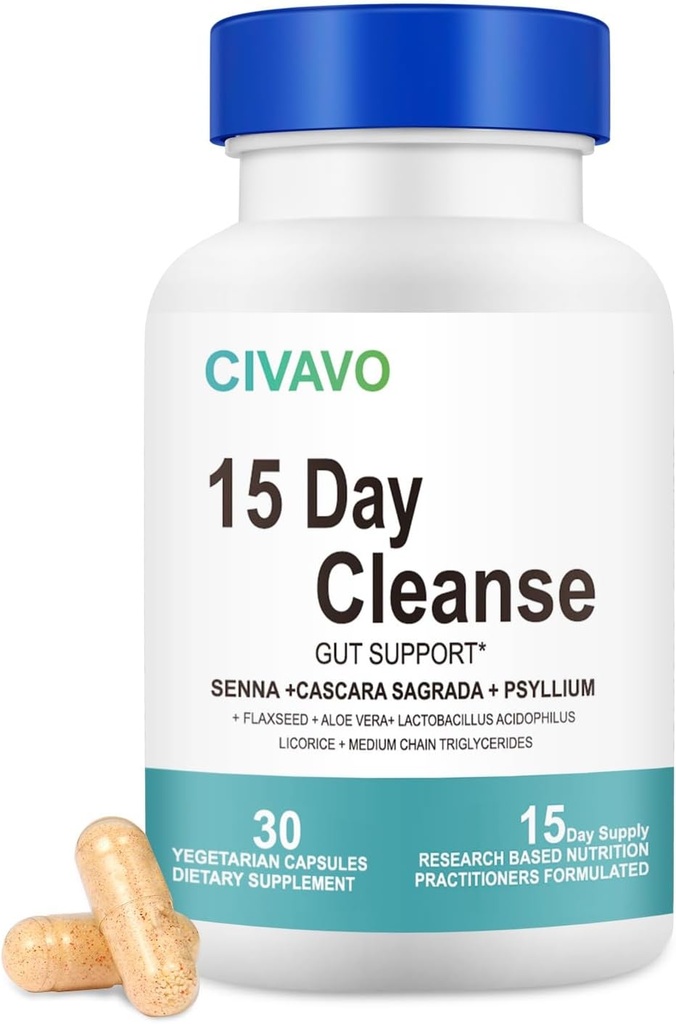 15 dzień Gut Cleanse dla kobiet & Men- Gut i Colon Support- Probiotyki i Pyllium Husk Cleanse Koszel Rozpuszczanie Kapsułki, Suplement diety (30 Kapsułki)