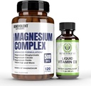 Kompleks magnezu z 5 Najlepszymi Formami i Cieczą Witamina D3 5000 IU Bundle - 4 Miesiące Dostawy 500mg Magnezu Glicynian, Tlenek, Taurate, Chelate, Magnezu Cytrate - Sen & Wsparcie immunologiczne