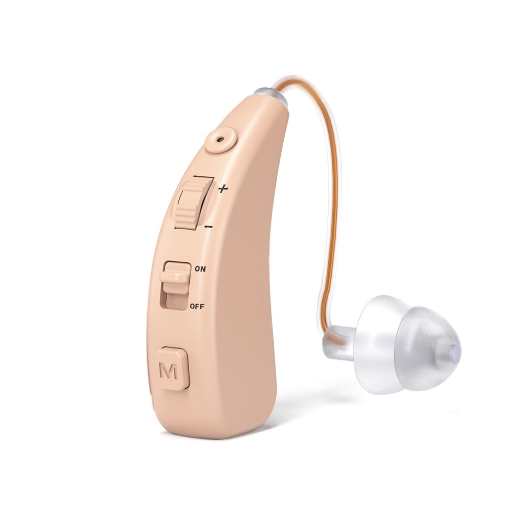 Słuchacze dla seniorów - Wzmacniacz słuchu zwrotny z anulowaniem hałasu Dorośli, Easy Volume Control, Comfort Design i prawie niewidoczne
