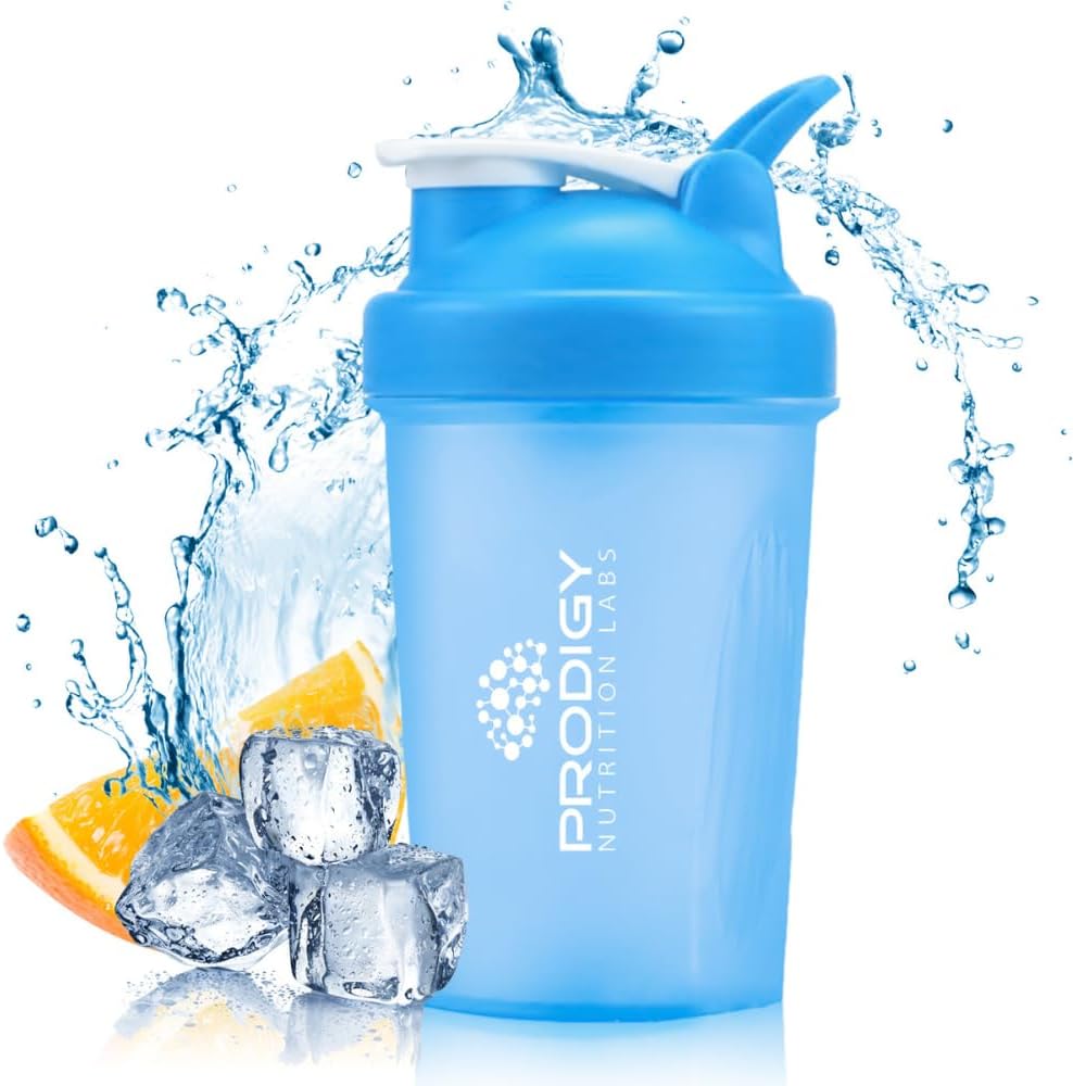 Prodigy Nutrition Labs Premium butelka shaker idealny do shakes protein i pre Workout -14 unce (niebieski)