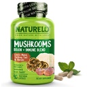 NATURELO Mushroom Supplement Brain & Imimmunological Health Blend with Lion s Mane, Reishi, Turcja Tail 90 Vegan Friendly kapsułki