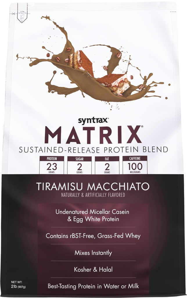 Syntrax Nutrition Matrix - Sustainaged- Release Protein Blend, Tiramisu Macchiato 2 kg. 100mg Kofeina
