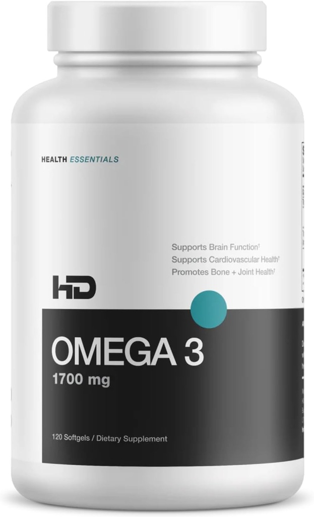 HD MUSCLE HealthHD Omega-3 Olej rybny 124; 1700mg Ultra wysoki potencja Omega-3 Triglicerydy 124; DHA & EPA 124; Heart Health Support 124; 60 Sług / 120 Softgels