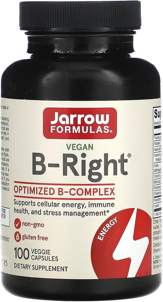 Figury Jarrow B- - Skomplikowana receptura witaminy B- Energy & Metabolic Support - Promotes Brain, Heart & Cardioviral Health - 100 Servings (Opakowanie 1)