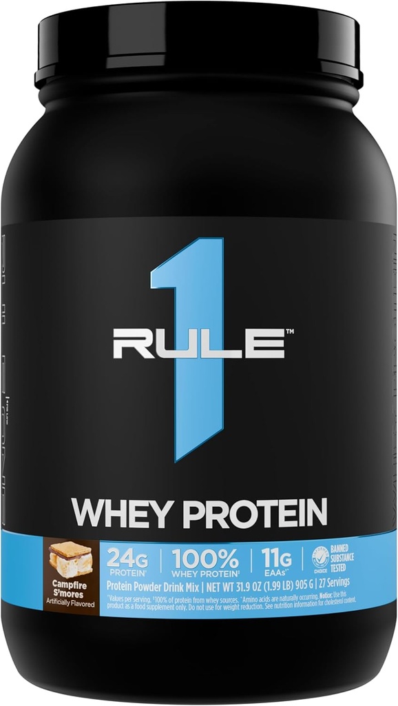 Artykuł 1 Białko serwatkowe - 24g Białko szybko działające z All- Whey Sources z naturalnie występującymi EAA & BCAA do odzyskiwania lub wykorzystania w każdej chwili (2 funty *, Campfire S 'Mores)