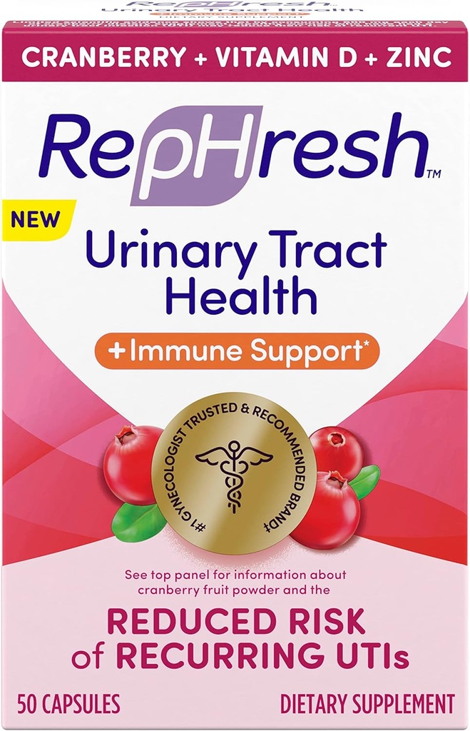 Rephresh Żurawinowy Tract Health Plus suplement immunologiczny, Mieszany z witaminą D + Cynk - 50