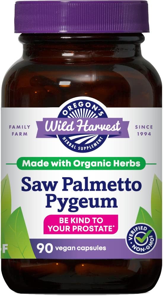 Oregon 's Wild Harvest Saw Palmetto Pygeum Kapsułki, Non-GMO Organic Herbal Supplements, 90 Count