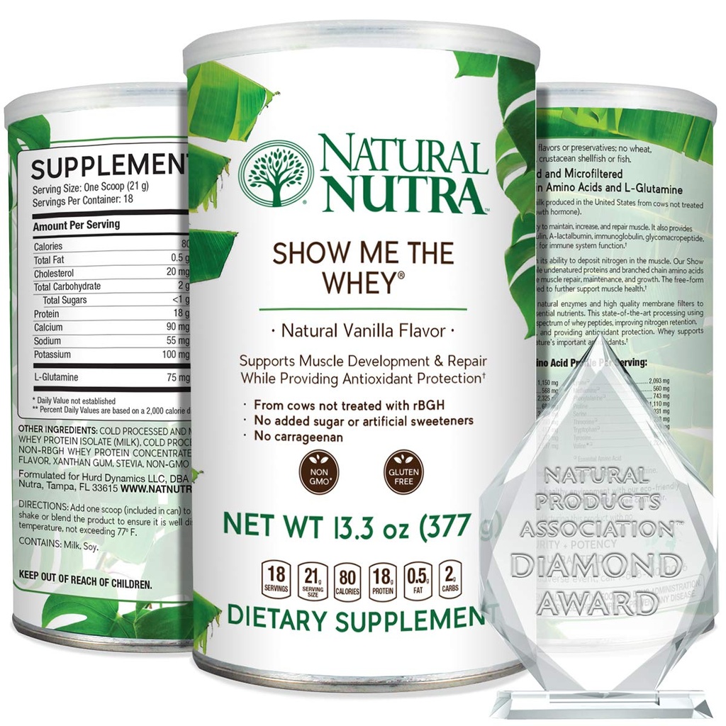 Natural Nutra Grass Fed Vanilla Pokaż mi Chey Protein Source Enhance Pokarm Proszek, Poprawa przepływu płynów ciała, Wsparcie zdrowia kości i odporność na boost, Gluten Free, Sugar- Free, Non-GMO, 13.3oz