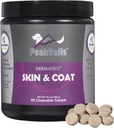Kala Health PeakTails Skin & Coat Support for Dogs - 90 Tabletki do żucia z MSM, Olej rybny, Omega-3 & Omega- 6 - Wspiera zdrową skórę, Shiny Coat