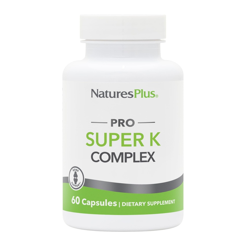 NaturesPlus PRO Super K Complex - 60 Kapsułek - Promotuje zdrowy metabolizm wapnia - Zawiera witaminy K1 & K2 - Non-GMO, Vegan & Gluten Free - 60 Sług