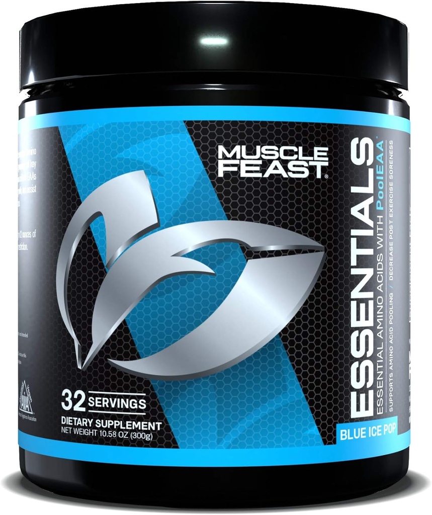 Muscle Feast Vegan Esential Acid Powder Post Trening Recout and Intra- Training Drink, Blue Ice Pop, 300g