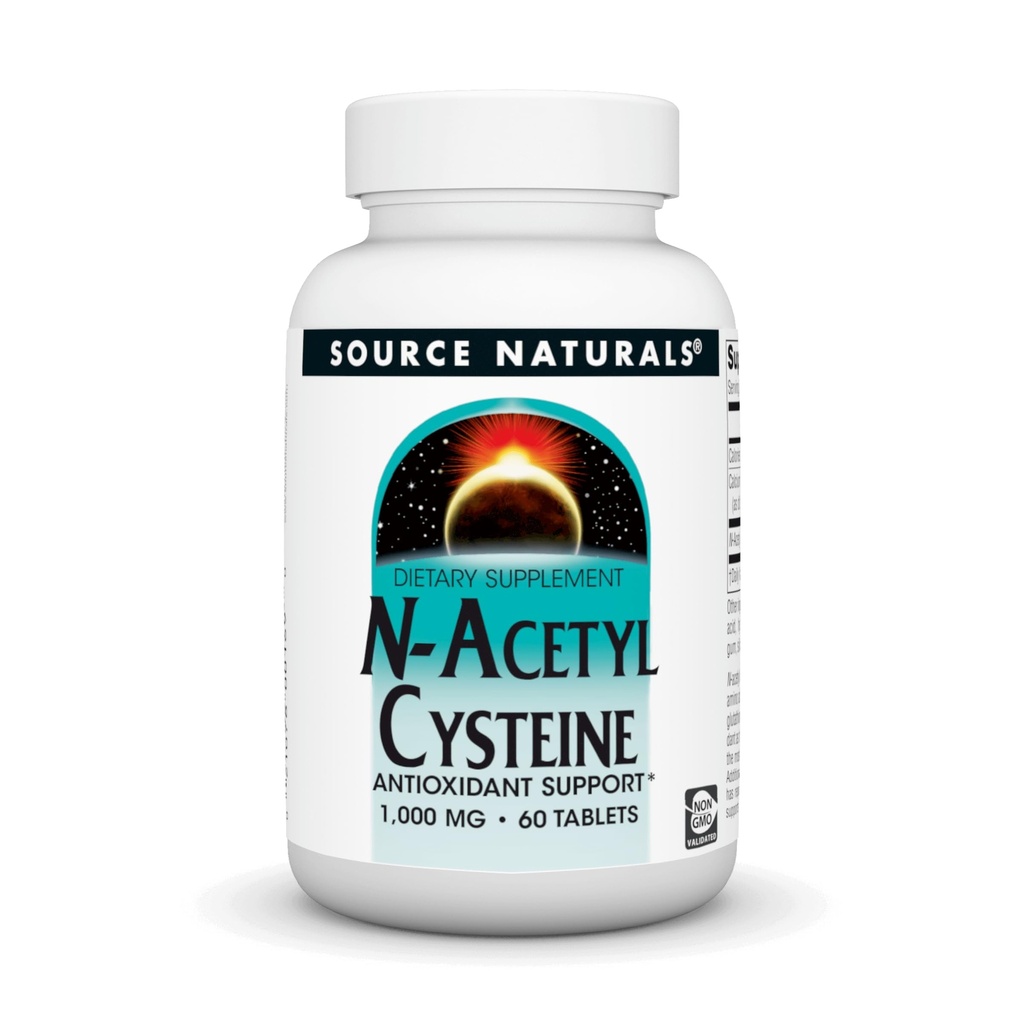 Źródło Naturals N- Acetyl Cysteina Przeciwutleniacz Wsparcie 1000 mg Suplement diety, który wspiera zdrowie układu oddechowego * - 60 Tabletki
