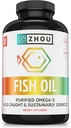 Zhou Fish Oil - Fish Oil Supplement for Women & Men, Omega 3 Fatty Acid, Naturalne źródło DHA & EPA dla dorosłych, Burless, Pure, Heart & Joint Health - 120 Softgels