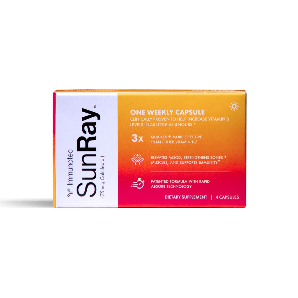 Immunotec Sunray - Calcifediol 75 μg - Advanced Form of Witamina D - Raz w tygodniu - Superior Absorption - Szybkie działanie