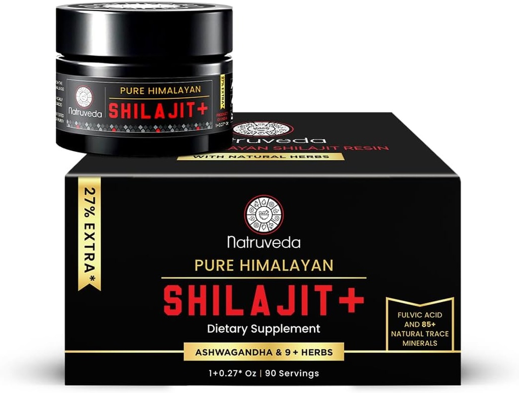 Himalayan Shilajit Resin for Men & Women - Organic Shilajit, Fulvic Acid & 85 + Natural Trace Minerals - Ayurvedic Dietary Tea Resin, 10 Natural Ingredients f - 90 Servings, 1.27oz