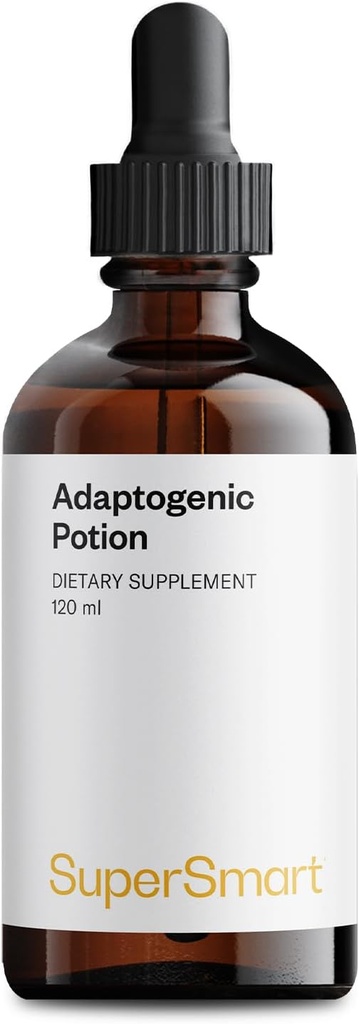 SUPERSMART - Eliksir adaptacyjny - 10 Ziół i grzybów (Astragalus, Święty Basil & Reishi, Cordyceps & Shiitake) - Adrenalina i system immunologiczny Booster 124; Non-GMO & Gluten Free- 120 ml