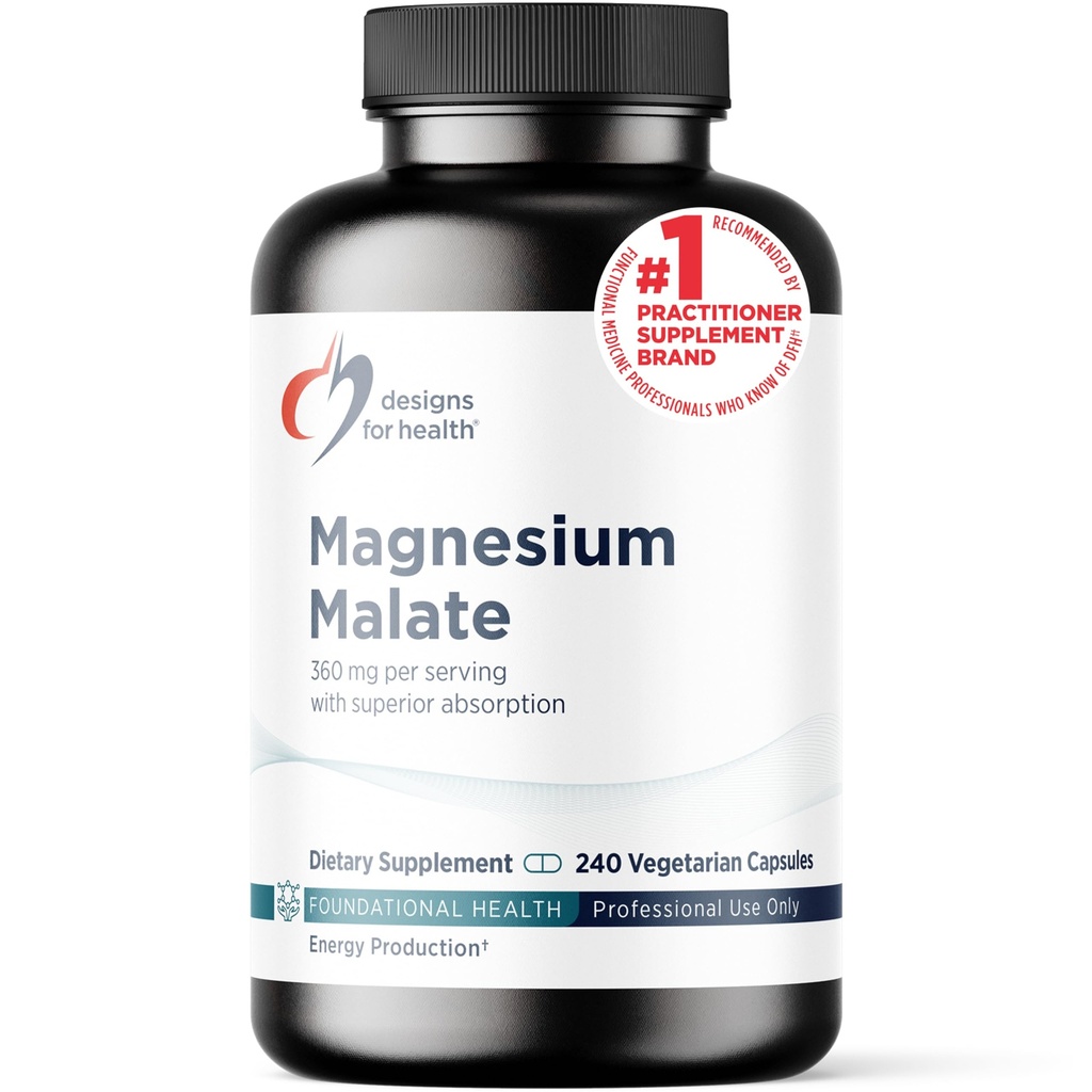 Wzory dla zdrowia Magnezu Malate - Chelated Magnezu jako Di Magnezu Malate - Bardzo Biodostępna Forma wsparcia energii, Bone Health + Odzysk mięśni (240 Magnezu Malate kapsułki)