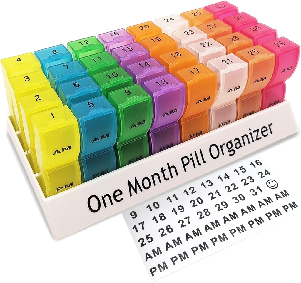 Monthly Pill Organizator 2 razy dziennie, 30 Dzień jeden miesiąc Pill Box AM / PM, Cotygodniowy Pill Holder Pill Case for Vitamin, Olej rybny, Suplementy i Leki