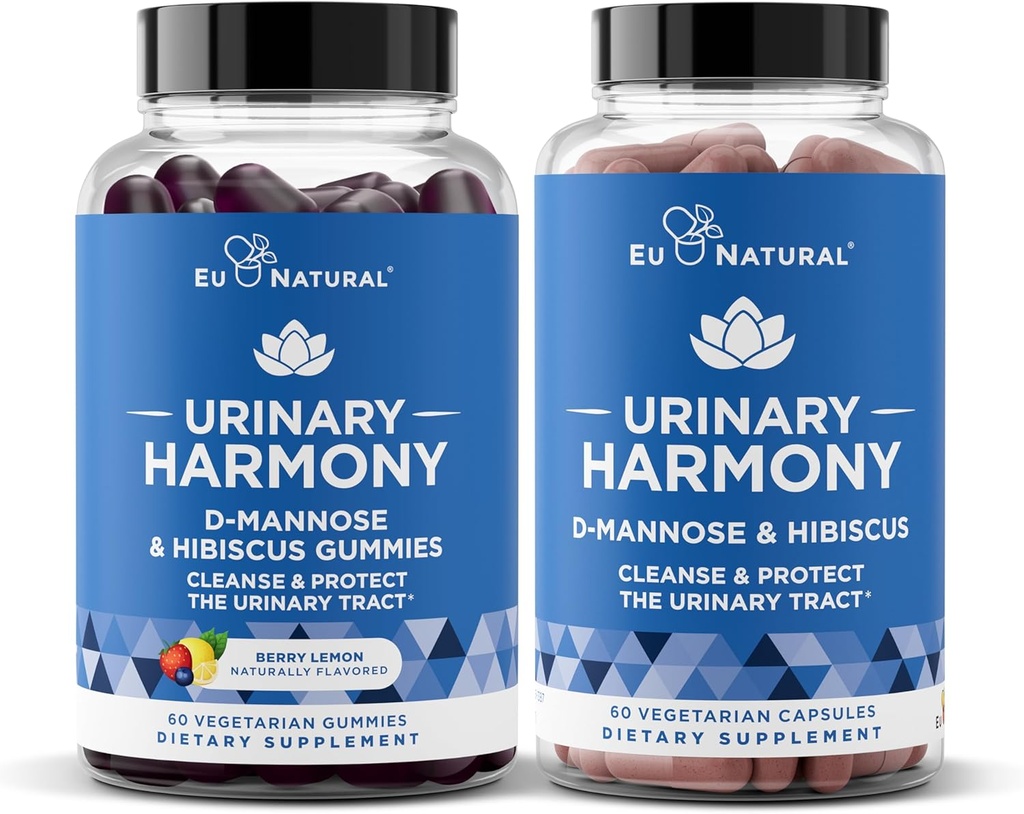 Kapsułki z Harmony moczowej i Gummies Bundle - Urnanal Tract Health for Women - D- Mannose & Hibiscus Cleanse, Flush & Protect The Urininary System