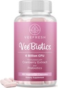 VeeFresh VeeBiotics Probiotyki żurawinowe dla kobiet - 60 Kapsułek Probiotyki damskie z Prebiotyką i ekstrakt żurawinowy dla pH Balance & Odor Control, Promotes Healthy Vaginal Flora & ogólny Wellness