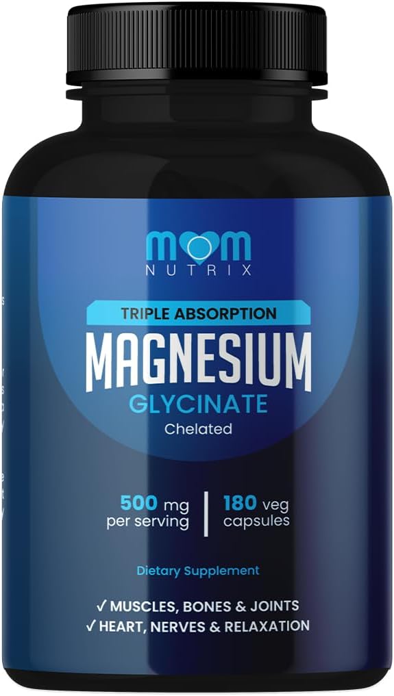 Magnezu Glicynian - 500 mg Chelated Triple Absorption Magnez - Serce, Kości, Wsparcie połączeń - Spokój i relaks - 180 Kapsułki