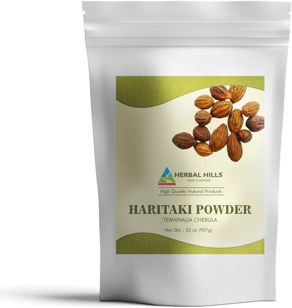 HERBAL HILLS Haritaki proszek Terminalia Chebula Inknut 124; 2 Funt / 32 Oz 124; opakowanie zawierające 1