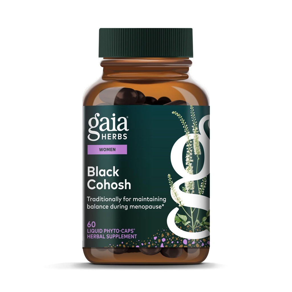 Gaia Herbs Black Cohosh - Suplement wsparcia menopauzy pomóc utrzymać równowagę hormonalną i zdrowie dla kobiet - z organicznym czarnym Cohosh - 60 Vegan płynnych fito- kapsułki (30- Day Supply)