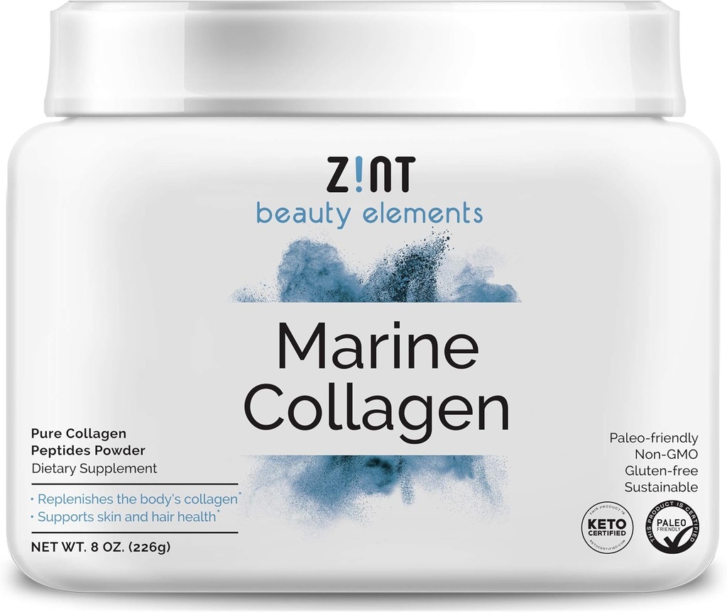 Zhydrolizowane Marine Collagen Powder (8 oz): Anti Aging Collagen Peptydes Suplementy białka z Japonii - Unflavored, Paleo Certified, Zrównoważony, Nie GMO - Piękno, Skóra, Włosy i paznokcie