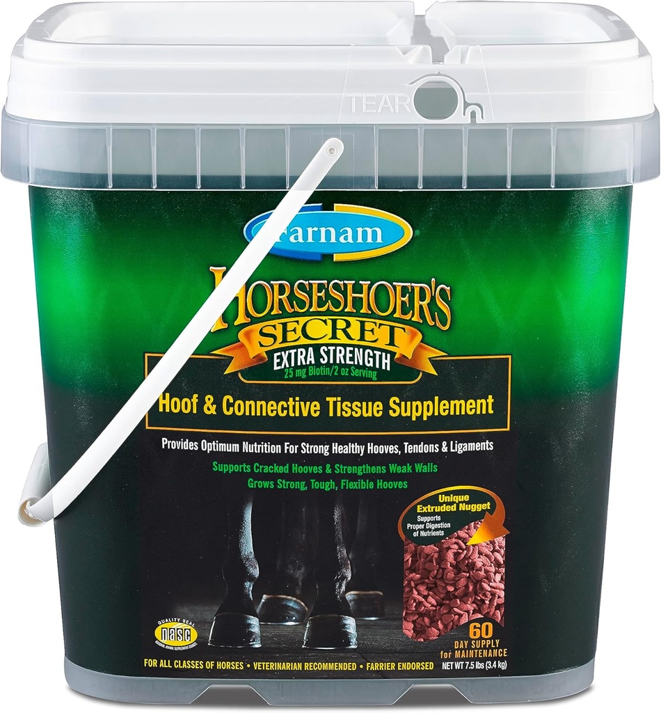 Farnam Horseshoer 's Secret dodatkowe siły Kopyt Suplementy & Połączny suplement do tkanek, Promotes Silne, Zdrowe Hooves, Tendon & więzadła, 7.5 funtów, 60 Day Supply