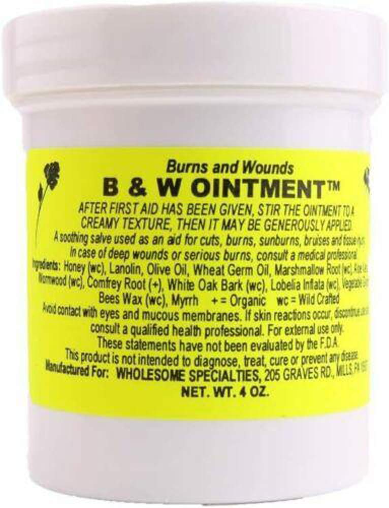 Konvalia Naturals B & W Ointment - Burn and Shound Ointment - Amish Made Burn Salve - 100% Natural Burn Cream (New Label) - 4 oz
