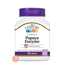 21 Century Papaya Enzyme Chewable (100 Hrabia), Papaya & Ananas Digestive Enzymes for Gut Health, Tropical Flavor, Non-GMO, Gluten- Free, Bez dodatku soli, Sztuczne aromaty
