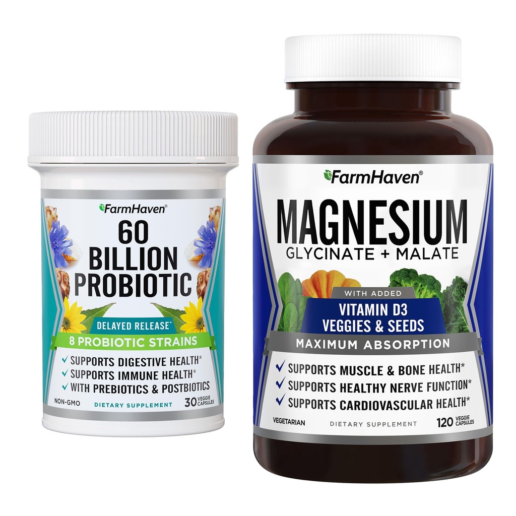 FarmHaven Magnezu Glycinate & Malate Complex i 60 Miliard CFU Probiotic
