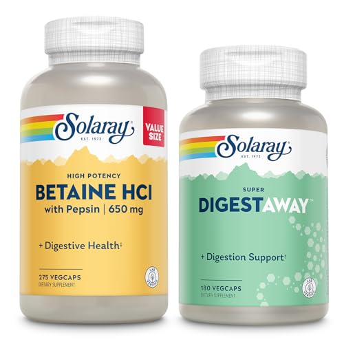 SOLARAY HCl Betaine z pepsyną i Super Digestaway - Betaine Health Bundle