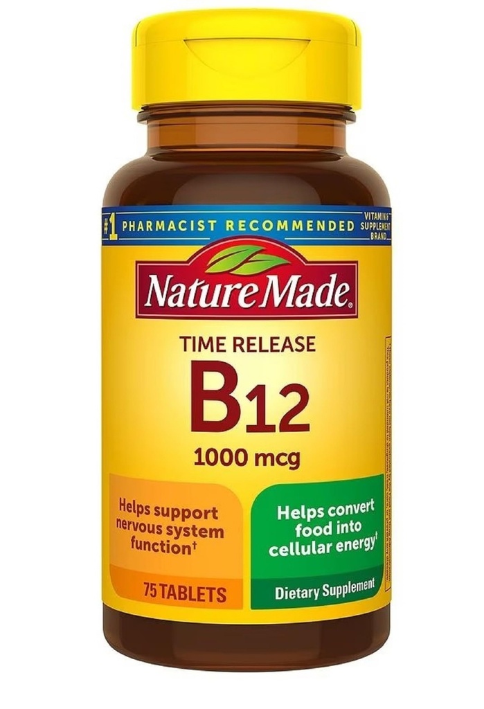Nature Made Vitamin B12 1000 mcg, Dietary Supplement for Energy Metabolism Support, Time Release, 75 Tabletss,..