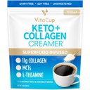 VitaCup Keto + Kolagen Kawa Creamer Vanilla Flavor z MCT, Białko Kolagenowe, Woda kokosowa, L- Theanine dla Keto Diet, Zastosowanie w Kawie, Smoothies, & Shakes, Dairy- Free, Gluten- Free, Soy- Free, 10oz