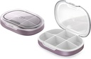 Pill Organizer, Pill Box 2 Pack, małe pióro Case for Purse & Pocket, Daily Medicine Vitamina Pill Box, Fish Oil Box, Suplement Box 2 Pcs (Six- Compact) (Russet)