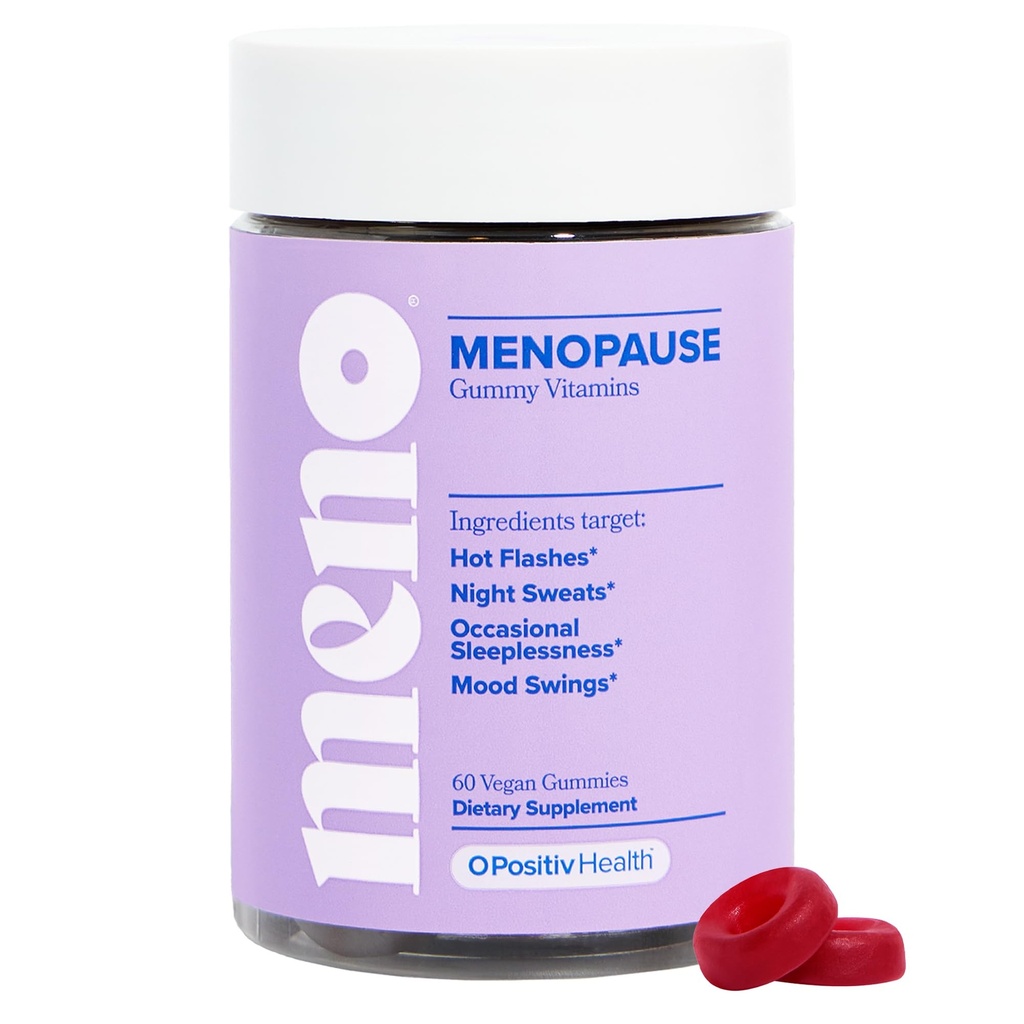 O Pozytiv MENO Gummies dla menopauzy, 30 Sług (Pack of 1) - Hormone-Free Supplements for Wolne dla kobiet z Black Cohosh & Ashwagandha KSM- 66 - Pomaga złagodzić gorące błyski, nocne poty, & Mood Swings