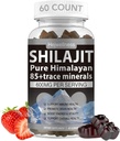 Shilajit Gummies - 600 mg Natural Organic Shilajit Resin z 85 + Ślad minerałów, kwasu Fulvic & Phytonutrients - Strawberry Flavor - for Energy, Immune Support - 60 Gummies, 1 Miesiąc Dostawy