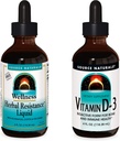 Source Naturals Liquid Supplements, Herbal Resistance and 2000 iu Witamina D- 3- 4 Oz Butelki