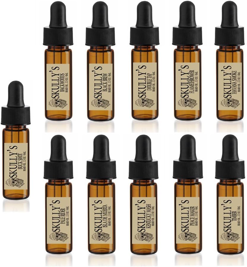 Zestaw do pobierania próbek oleju z brody Skully 'ego (11) 5 ml szklane smoły, opakowanie podróżne