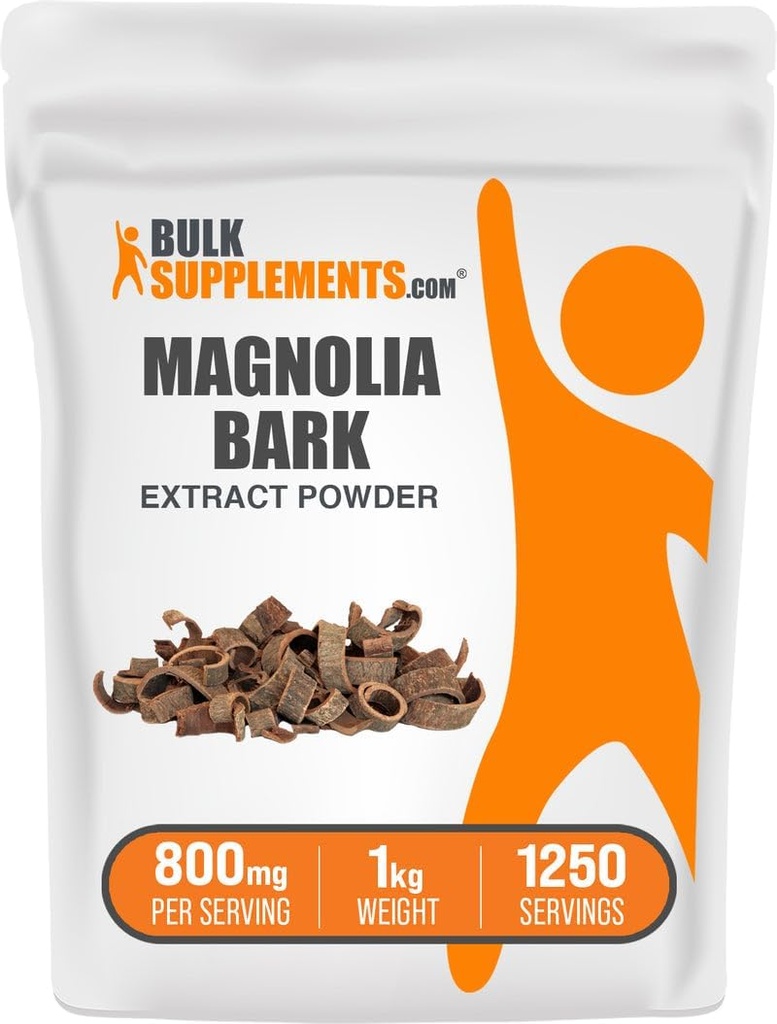 BulkSupplements.com Magnolia Bark Extract Powder - Magnolia Officinalis, Magnolia Bark Supplement, Magnolia Extract - Gluten Free, 800mg per Serving, 1kg (2.2 lbs) (Pack of 1)