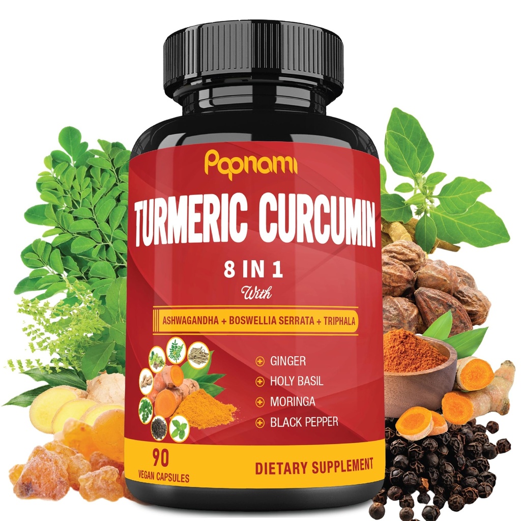 Ekstrakt kurkuminy kurkuminowej - 90 Liczy 3 miesięczne dostawy - Mieszane Ashwagandha, Moringa, Ginger & More - Immunitet, Joint, Digestive & Wellness Wsparcie