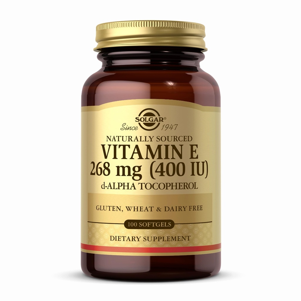 Solgar Witamina E 268 mg (400 j. m.) - 100 Softgels - Naturally-Sourced Witamina E jako d- Alpha Tocoferol - Gluten Free, Dairy Free - 100 Servings