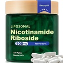 Renyqatt NAD + Suplement - Nikotynamid liposomalny Ribozyd - Suplement do anty- starzenia, Energia, Focus - 80 Kapsułki 1B